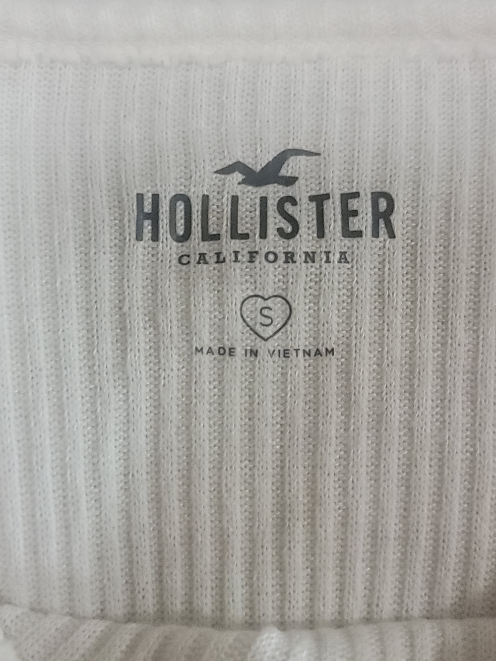 Hollister White Ribbed Knit Long Sleeve Bodysuit Balloon Sleeve Women's Small - Picture 6 of 6
